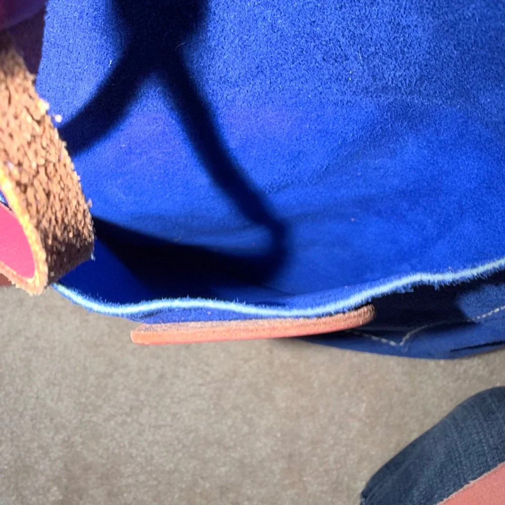 Rivet Leatherworks‎ Drawstring Convertible Backpack Cobalt Blue Pink Suede Boho